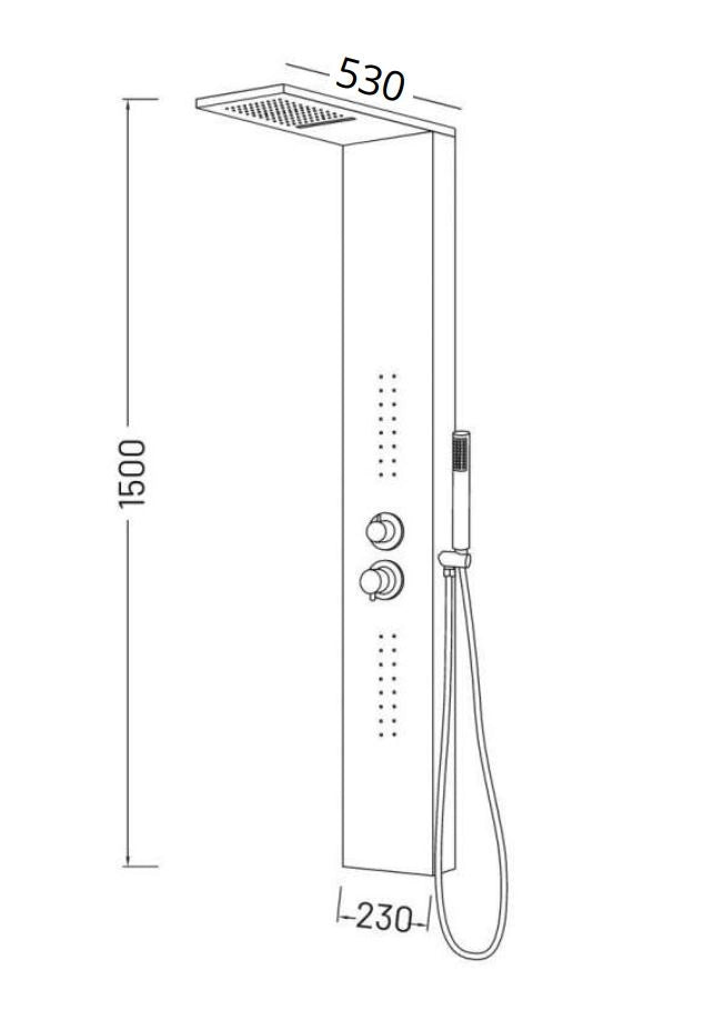 Ogomondo colonna doccia attrezzata easy in acciaio bianco con cascata 150x23x53 *** finitura- bianco opaco, confezione 1