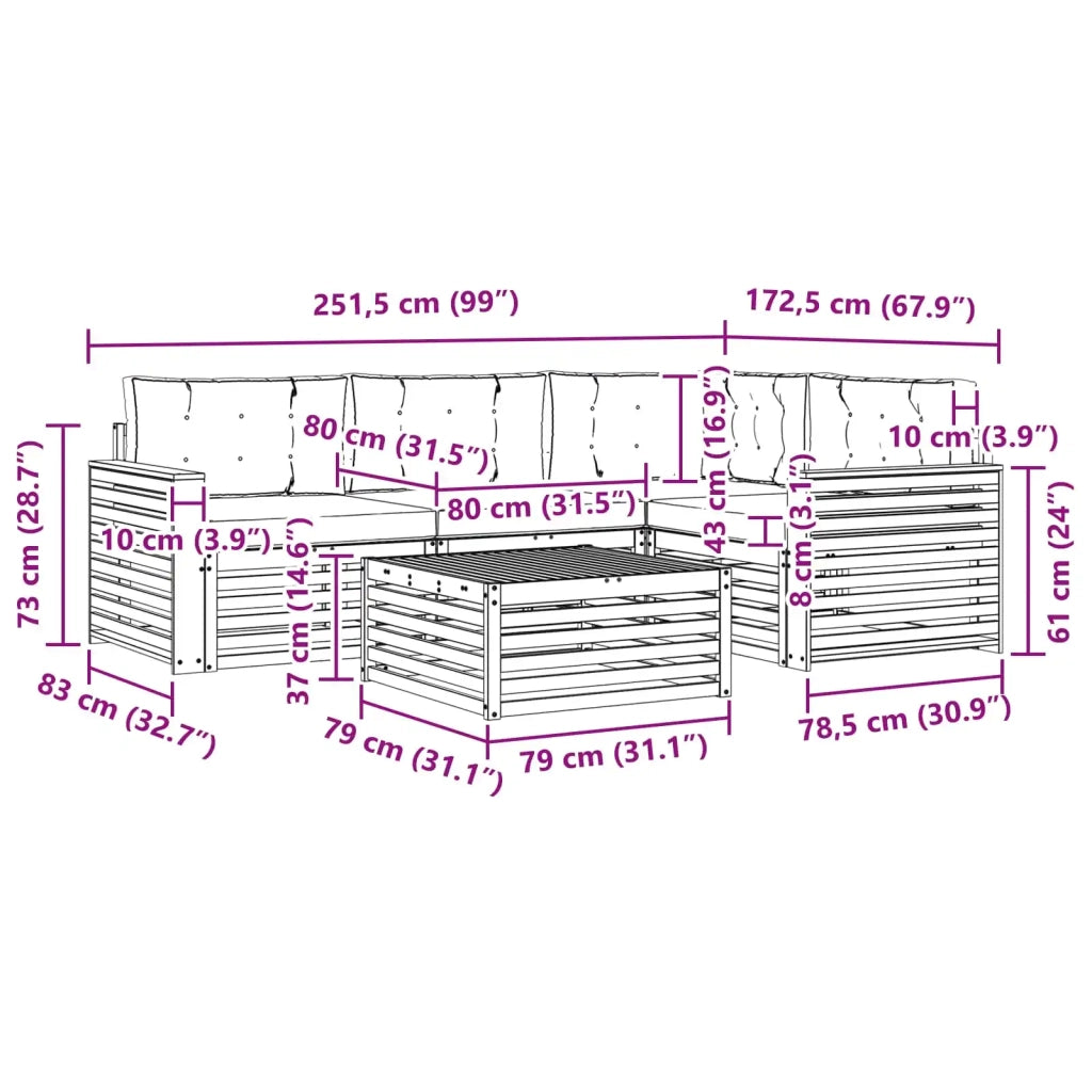 Set di divani da esterno 5 pcs Bianco e Beige 79 x 79 x 37 cm 3390453