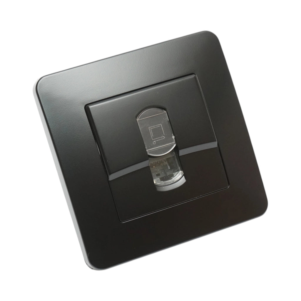 Presa internet RJ45 nera da incasso per PC 80x80mm
