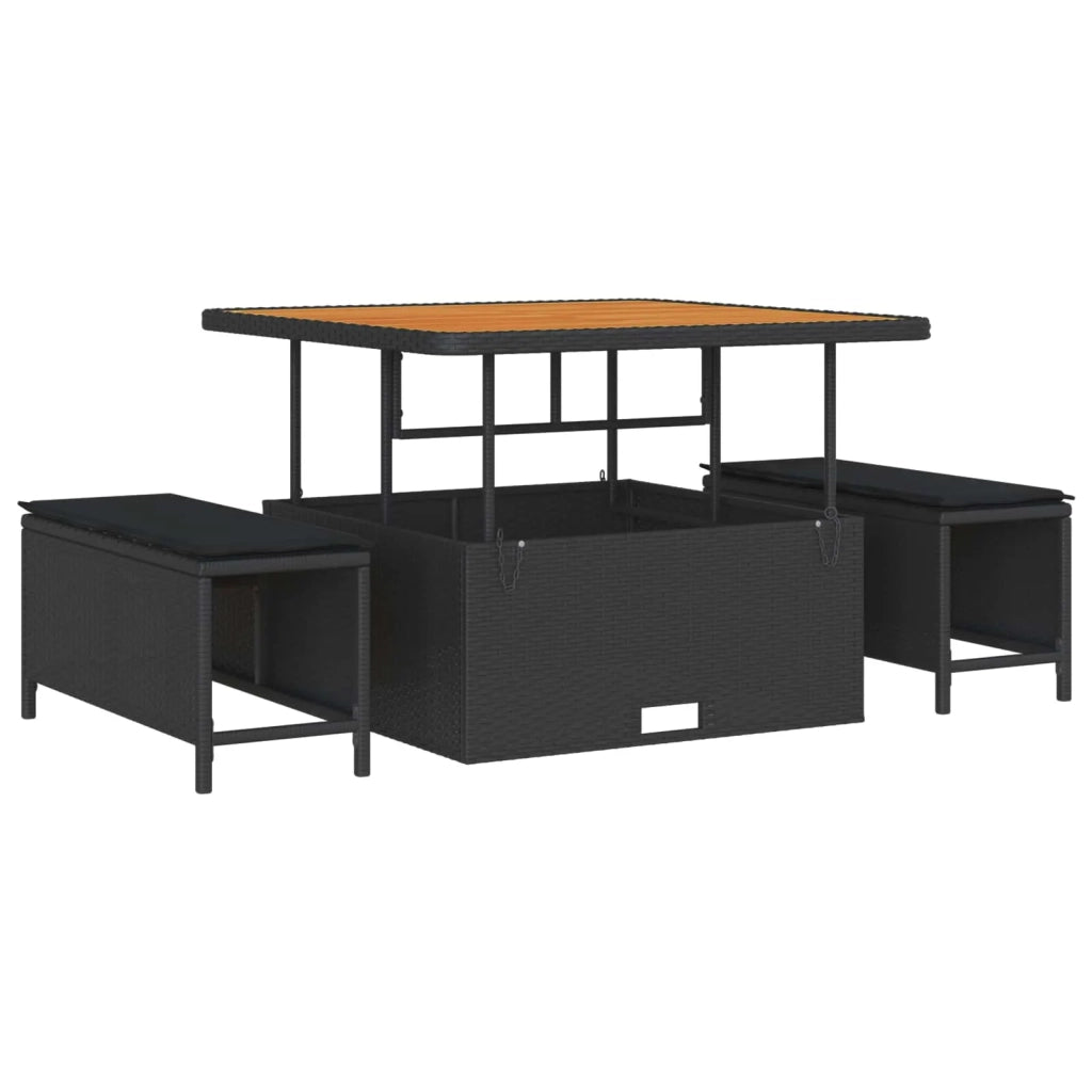 Set Divano da Giardino 9 pcs Nero polyrattan