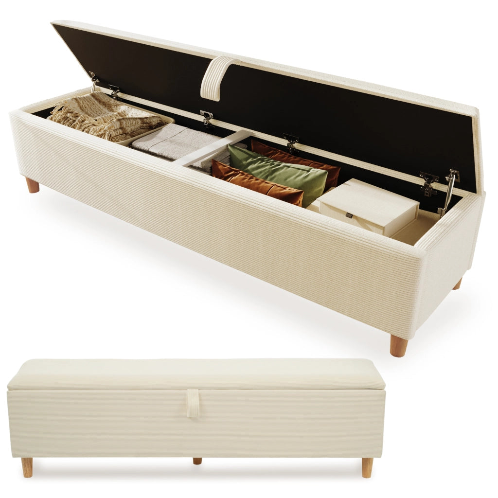Panca Contenitore Imbottita ¨C MINIMAL ¨C Beige, 145x38 cm