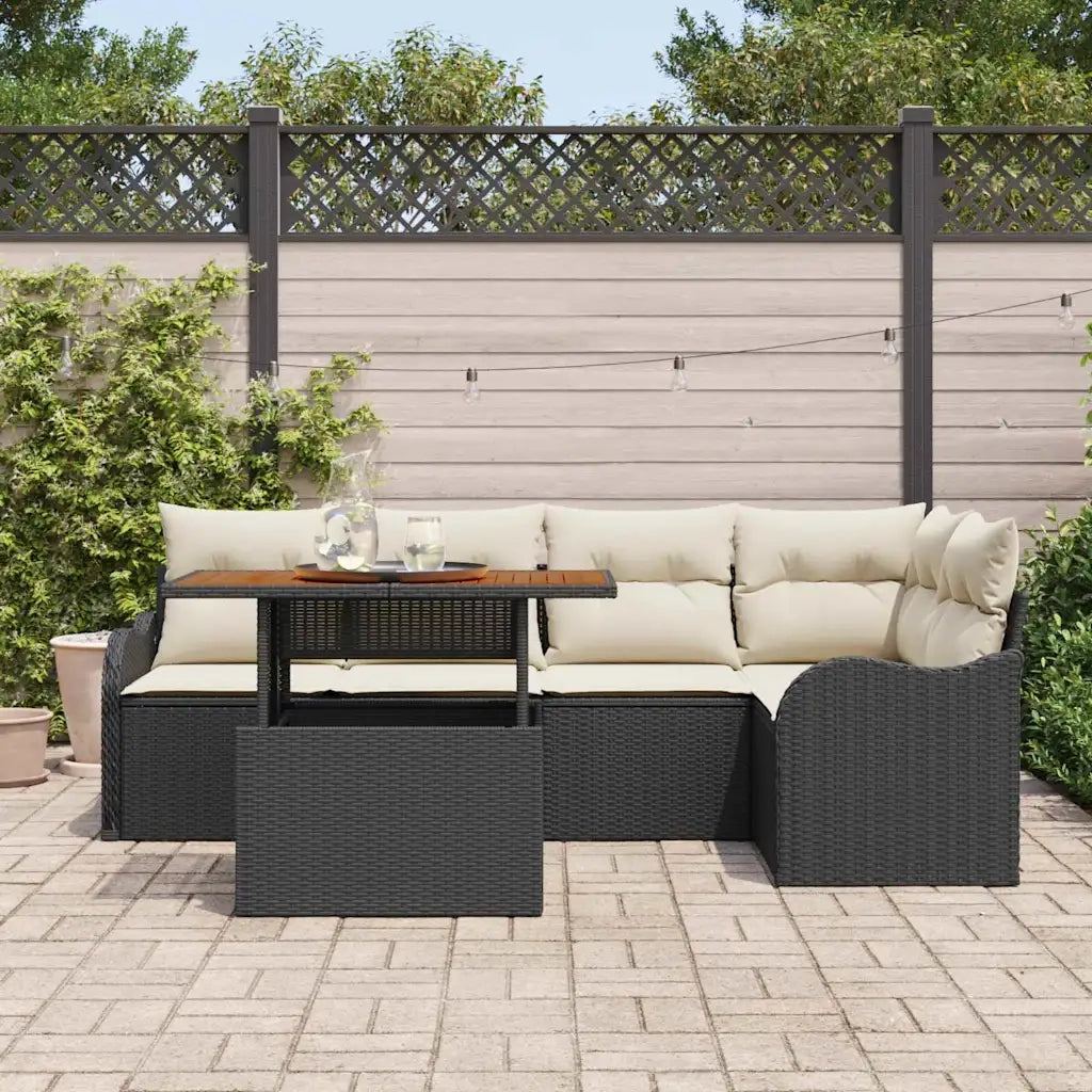 Set Divano da Giardino con archiviazione 6 pcs Nero Poly Rattan 3358196