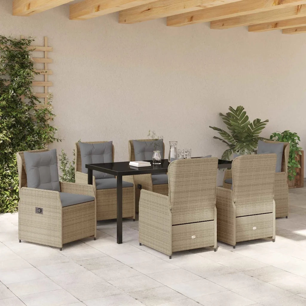 Set da Pranzo per Giardino 7 pcs Beige e Grigio Chiaro