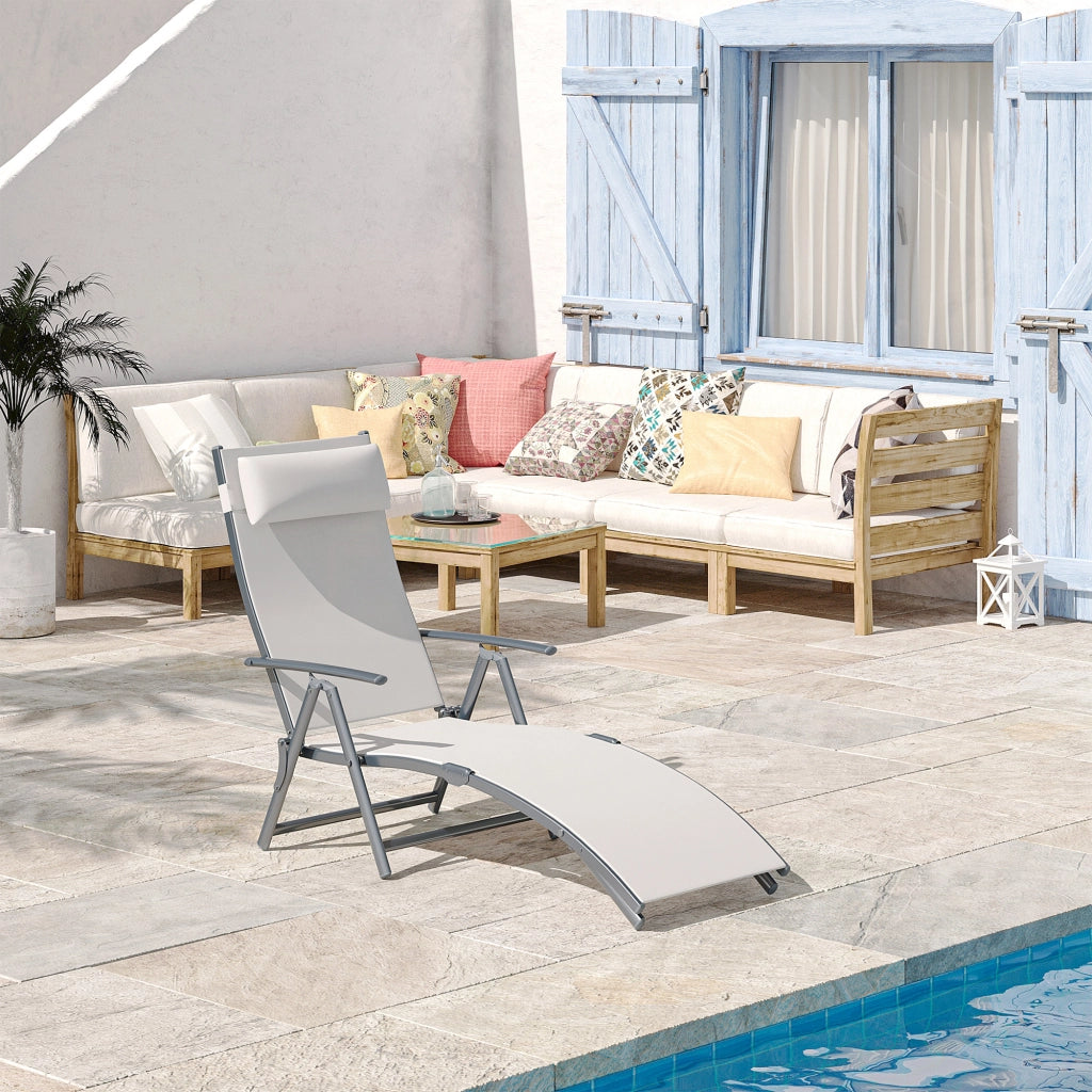 Sdraio da Giardino Pieghevole con Cuscino ¨C Minimal ¨C 137x63.5x100.5cm Beige