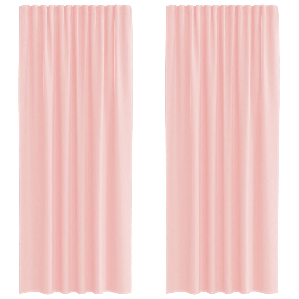 Tende in Voile con Tasche per Aste 2 pz Rosa
