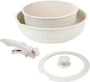 Insolabile Driedelige Set - Padella per Cucina 26 cm - Bacinella per Latte 20 cm - Manico Removibile - Superficie Antiaderente - Progettazione Applicabile - Cottura