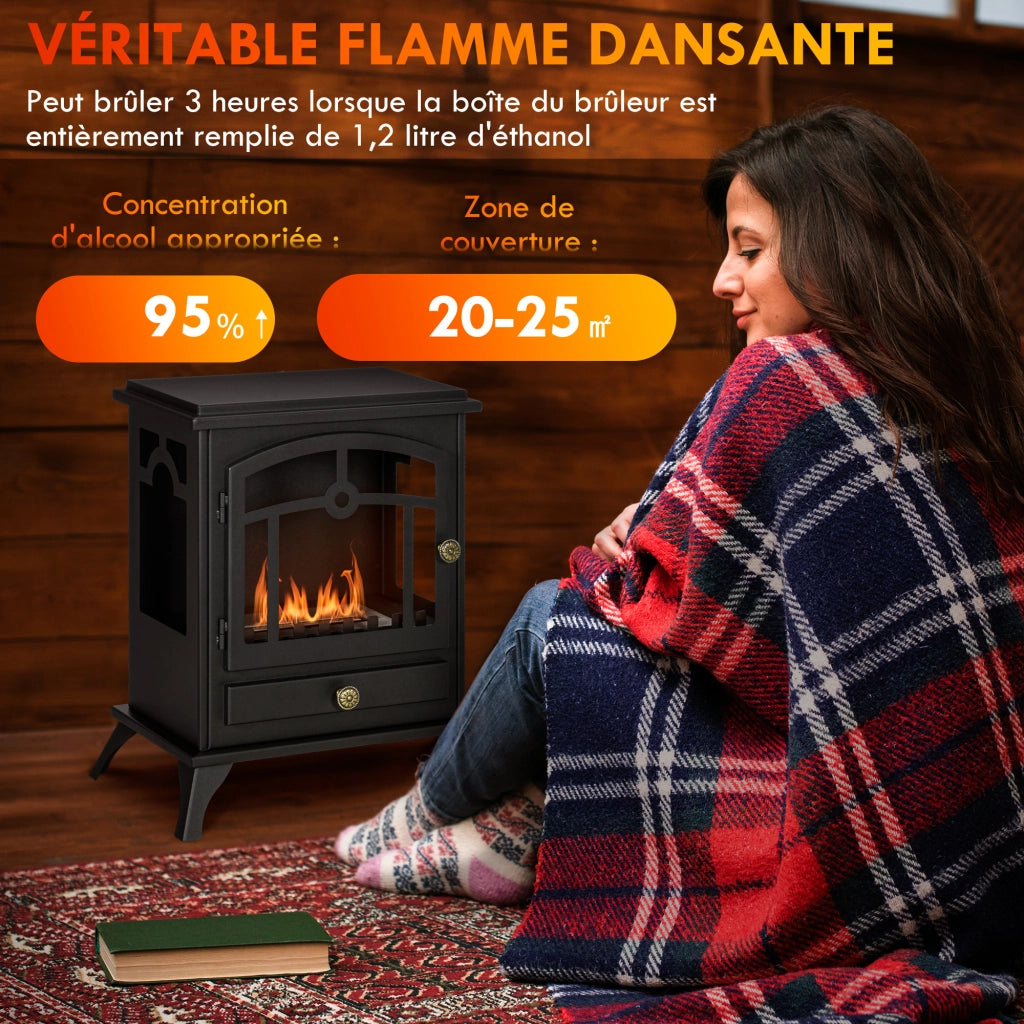 Caminetto bioetanolo ¨C Minimal ¨C Nero 45x28x54 cm