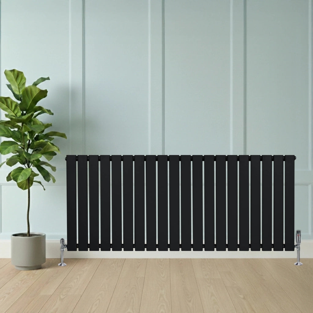 Radiatore Orizzontale 600 x 1400 mm con Valvole TRV Nero