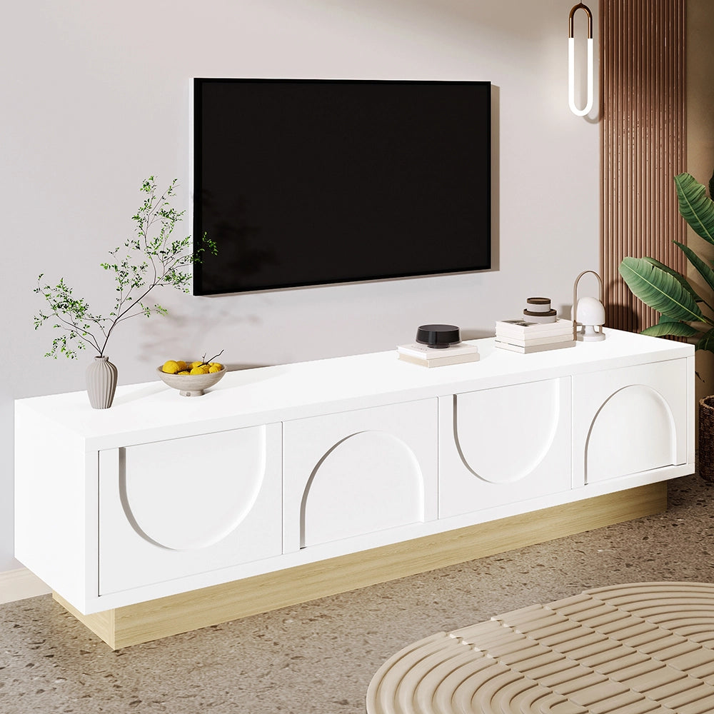 Mobile TV moderno - Xylo - 175cm bianco venato design curvo