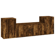 Set Mobili Porta TV 3 pz | Armadietto TV | Mobile Porta TV Rovere Fumo in Legno Multistrato