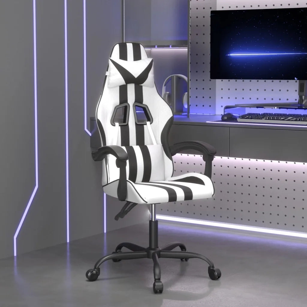 Sedia da Gaming Bianco e Nero in Similpelle 3143828