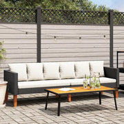 Divano da Giardino a 3 Posti con Cuscini in Polyrattan Nero