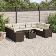Set Divani da Giardino 10pz con Cuscini in Polyrattan Marrone 3255350
