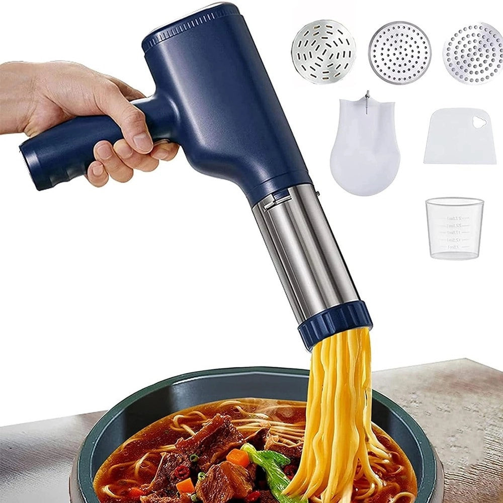Trade Shop - Macchina Per Pasta Elettrica Wireless Automatica Portatile Cucina Con 3 Stampi -