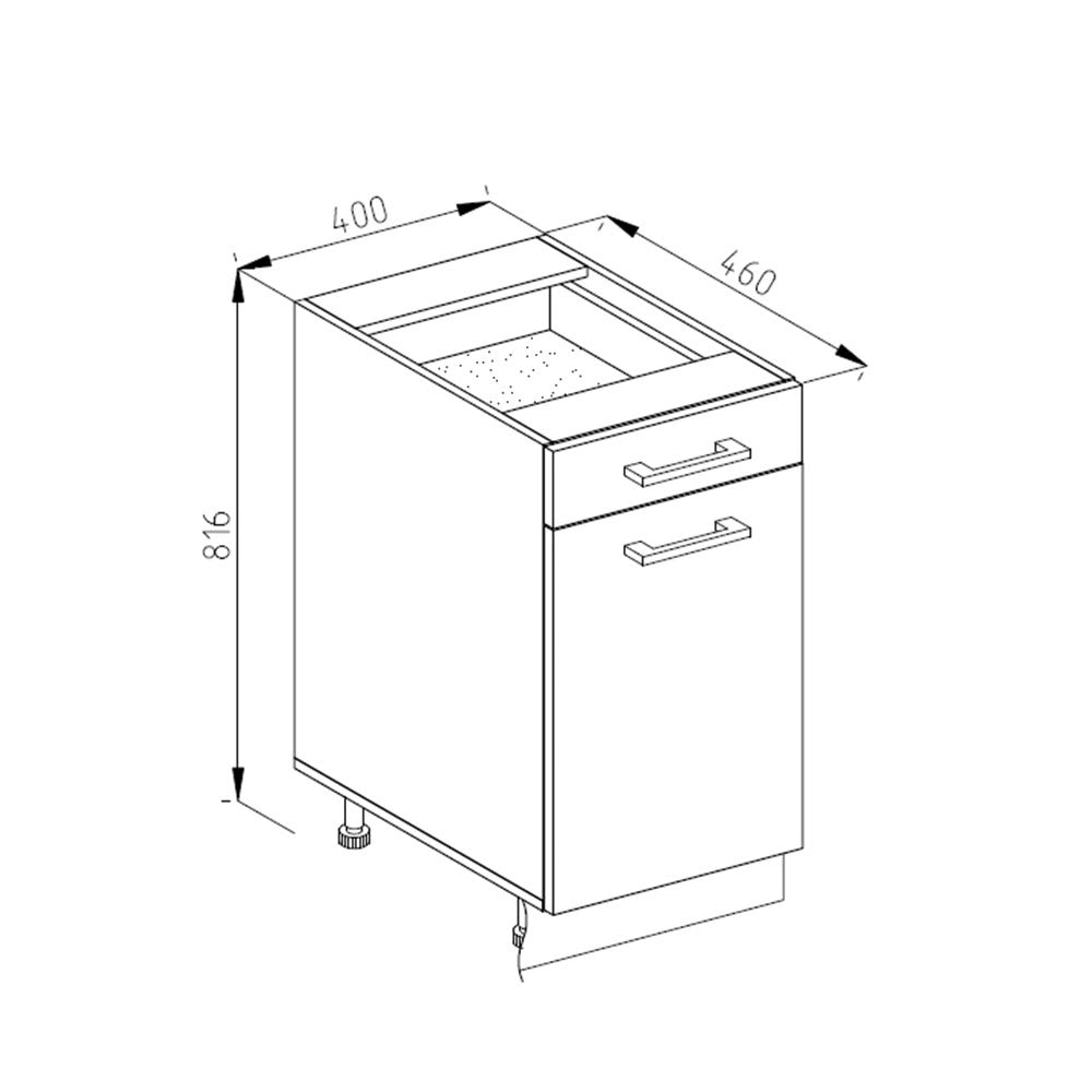 Vicco Mobiletto base per cucina Rosso 40 cm PL Marmo
