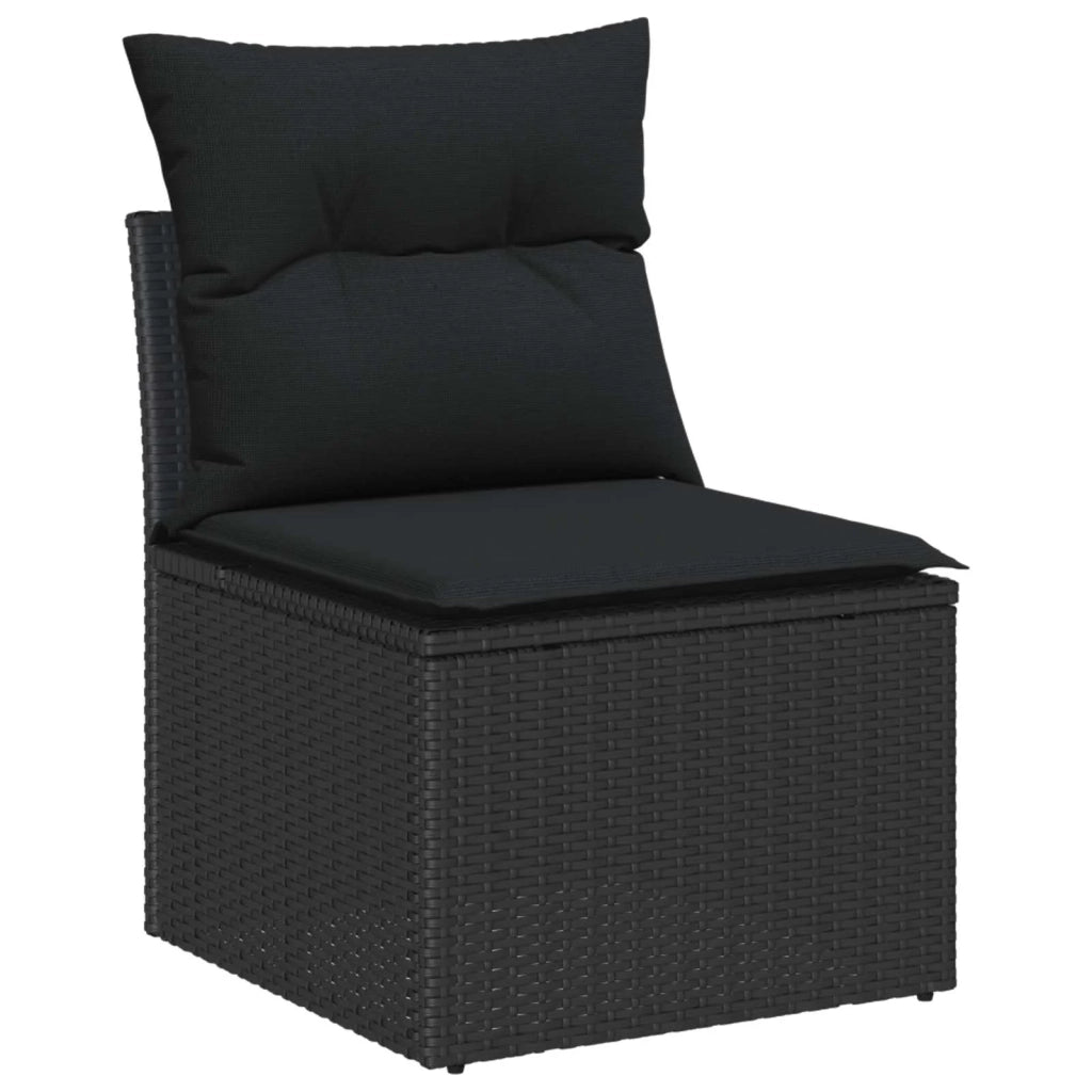 Set Divano da Giardino con cuscino 11 pcs Nero polyrattan 3363714