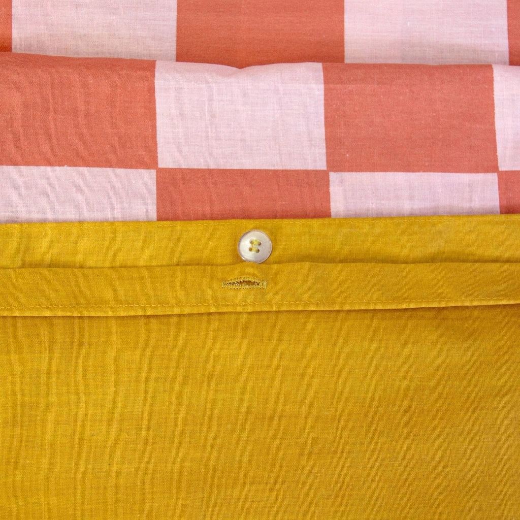 Set biancheria da letto in cotone con motivo a scacchi rosso e