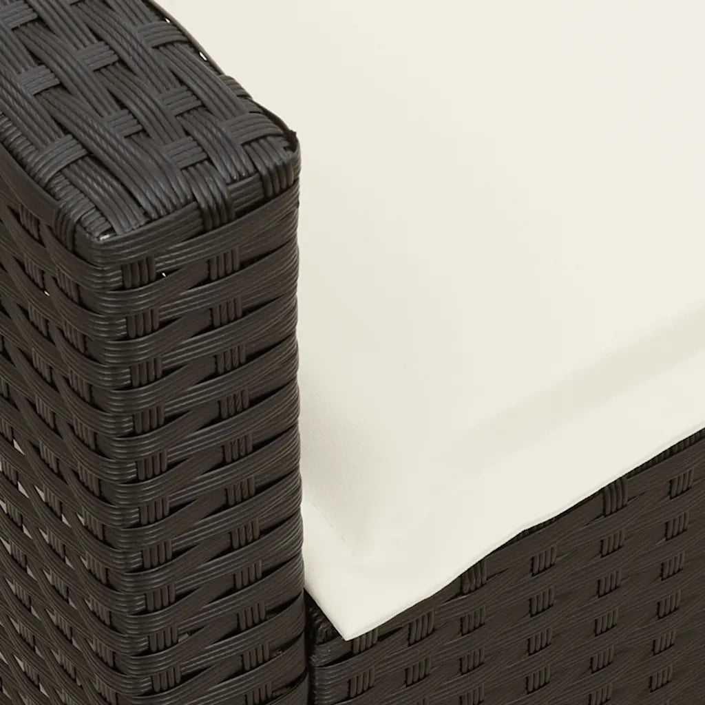 Divano da Giardino con Cuscini in Polyrattan Nero