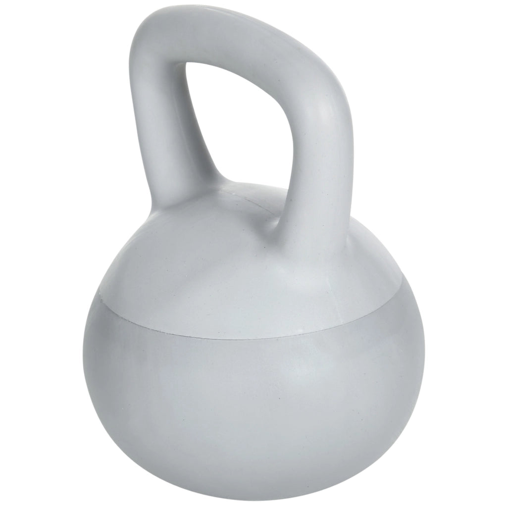 Kettlebell 4kg in PVC e Sabbia Metallica per Allenamento Spalle e Bicipiti. 19x19x26 cm. Grigio