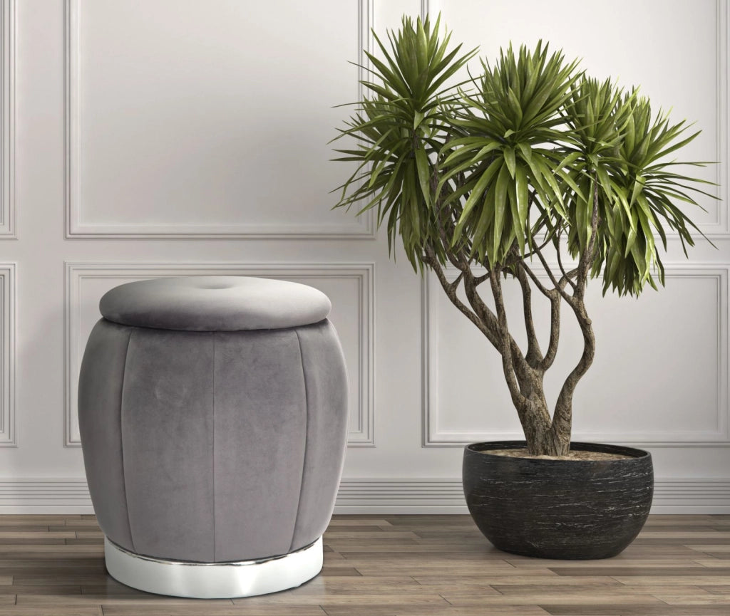 PUFF/CONTENITORE PARIS GRIGIO/SILVER CM � 43X43
