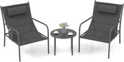 Set da Bistro per Giardino a 3 Pezzi, Sedie e Tavolino da CaffÃ¨ in Metallo per Patio, Sedie con Poggiatesta, Set in Metallo per Cortile, Sedia Portata 150 kg, Tavolino Portata 50 kg