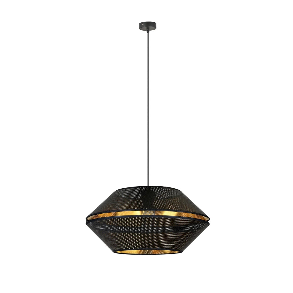 Sospensione Contemporanea 1 Luce Enea In Metallo Nero E Oro