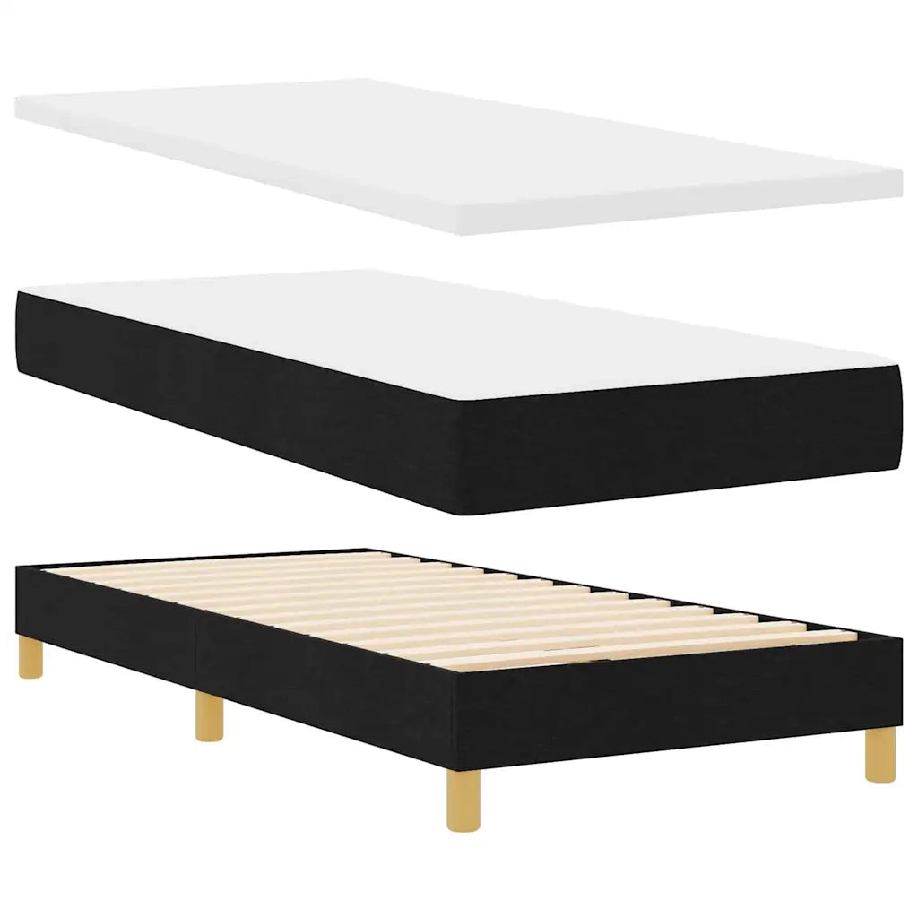 Letto a molle con materasso Nero 200 x 90 cm Poliestere