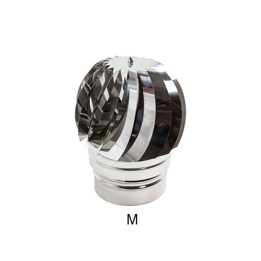 Fumaiolo da 230mm tipo radiante eolico inox aisi 304 base tonda innesto m maschio