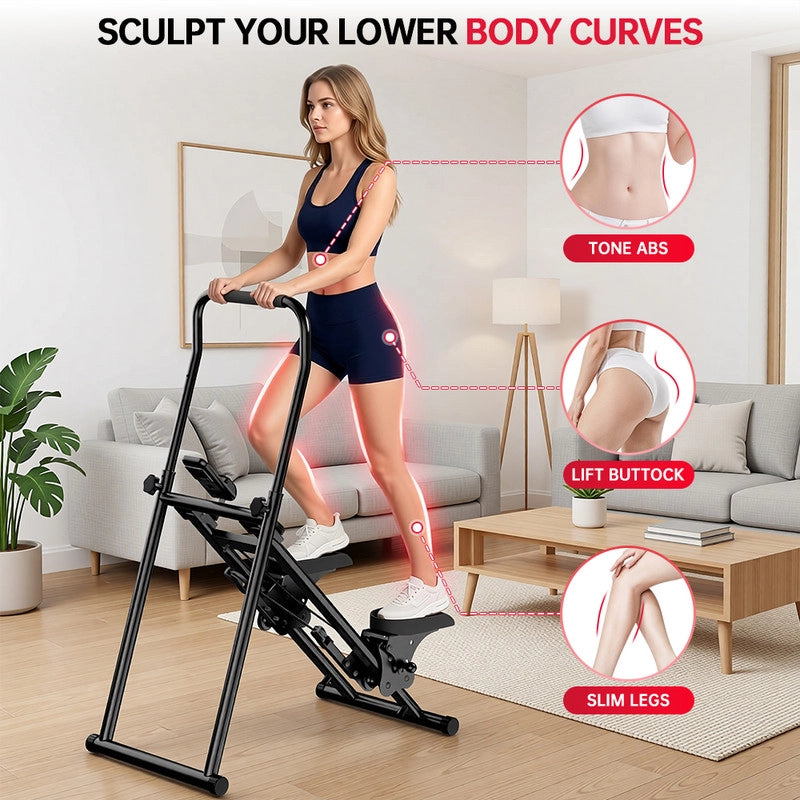 Stepper per Scale Verticale con Schermo LCD,RATTANTREE Manubri Regolabili e Pedali Antiscivolo, Stepper per Scale Fitness Professionale,Portata 150 kg