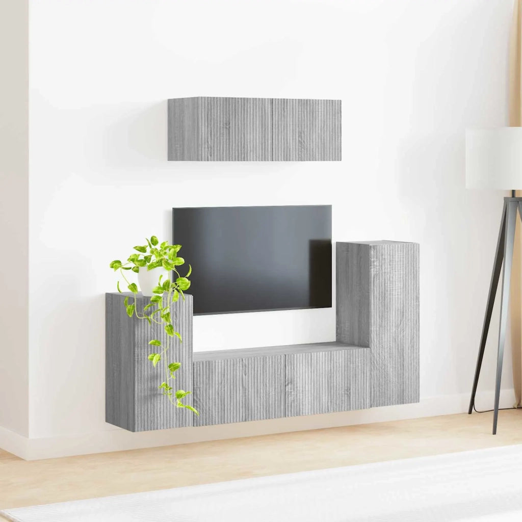 Set mobile TV 4 pcs Grigio Sonoma Legno multistrato 3409120