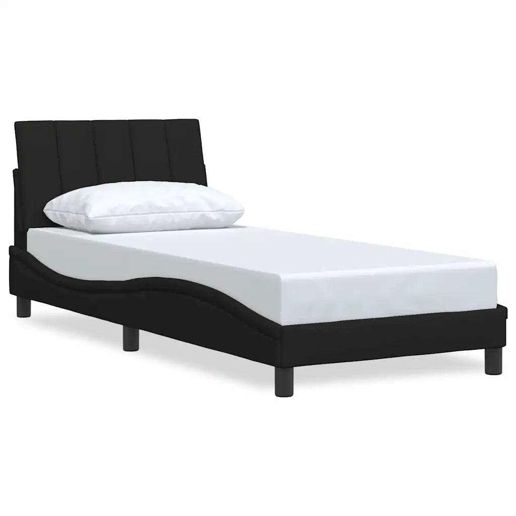 Letto singolo | Letto per adulti | Giroletto senza Materasso Hanko Nero 90x200 cm in Tessuto