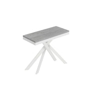 Consolle Allungabile 90-196x40x77 cm Saki Small Evolution Cemento Gambe Bianche