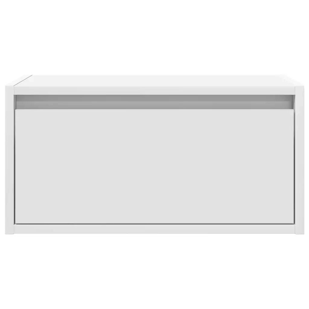 Comodini a Parete con Luci LED 2 pz Bianchi 860212