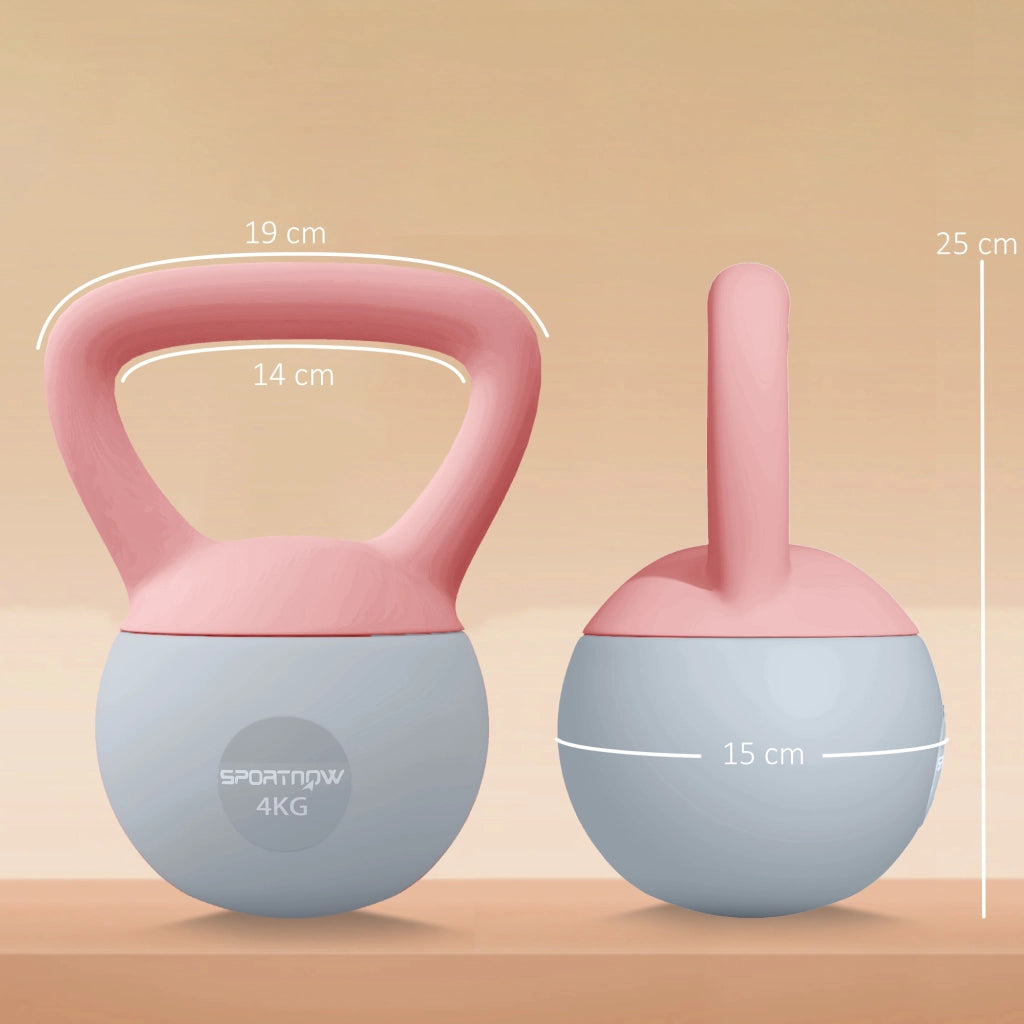 Kettlebell 4 kg ¨C Minimal ¨C Rosa e Grigio 19x15x25 cm