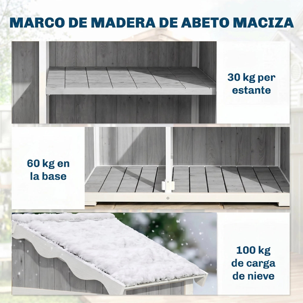Armadio da Giardino in Legno ¨C Minimal ¨C Grigio 105x55x179 cm