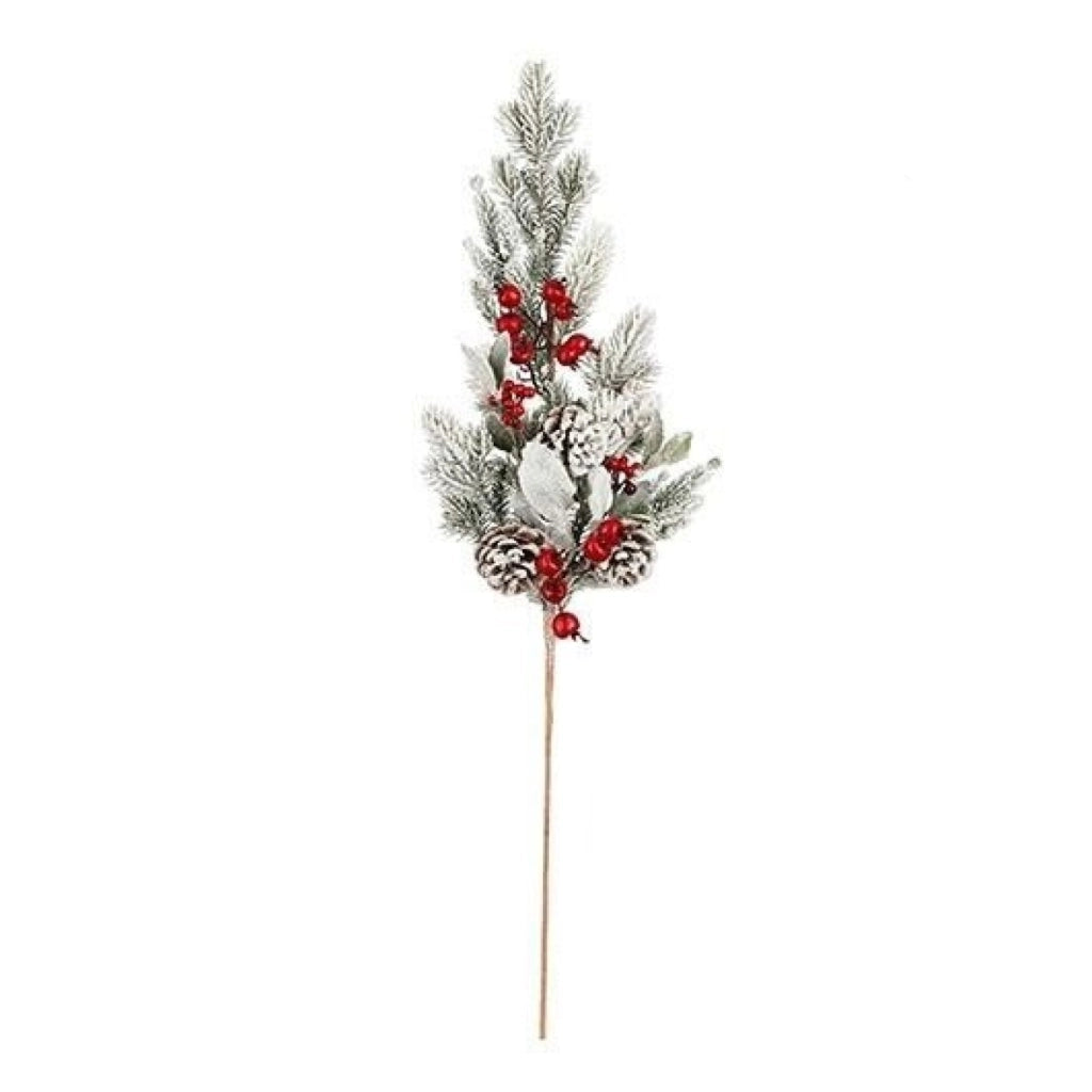 Ramo Belfort verde innevato  73x15x8 cm