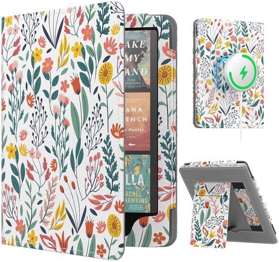 Etui magnetico per Kindle Paperwhite Signature Edition con disegno di fiori