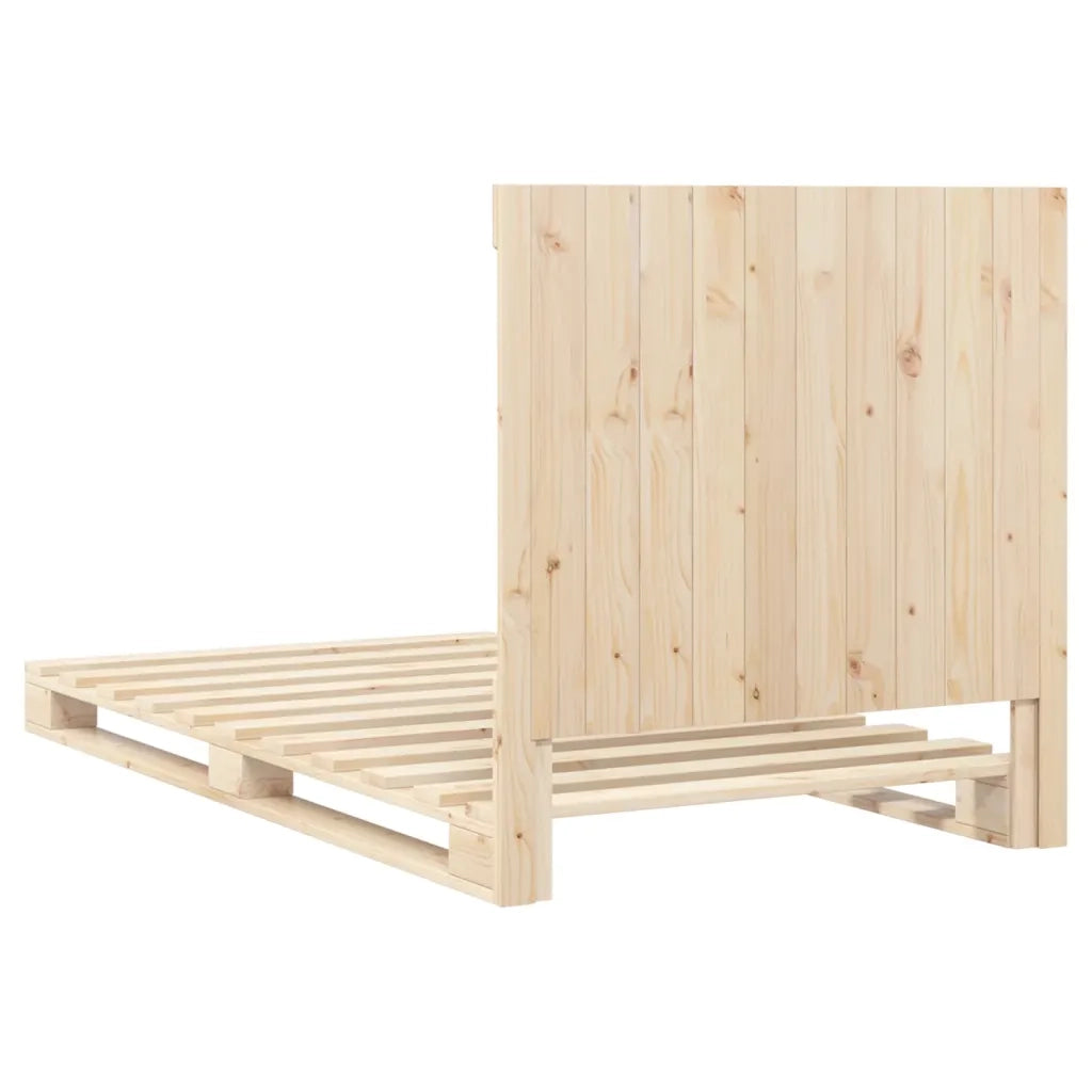 Letto singolo | Letto per adulti | Giroletto con Testiera 100x200 cm Legno Massello di Pino