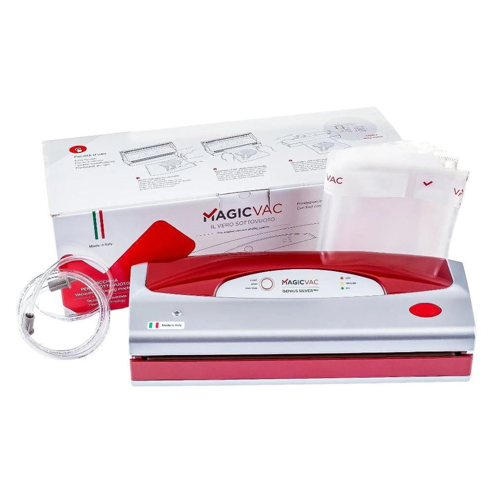 Magic Vac V402PK3 Genius Silver Macchina per Sottovuoto Aspirazione Automatica Saldatura Automatica Manuale 800 mbar colore Rosso Argento