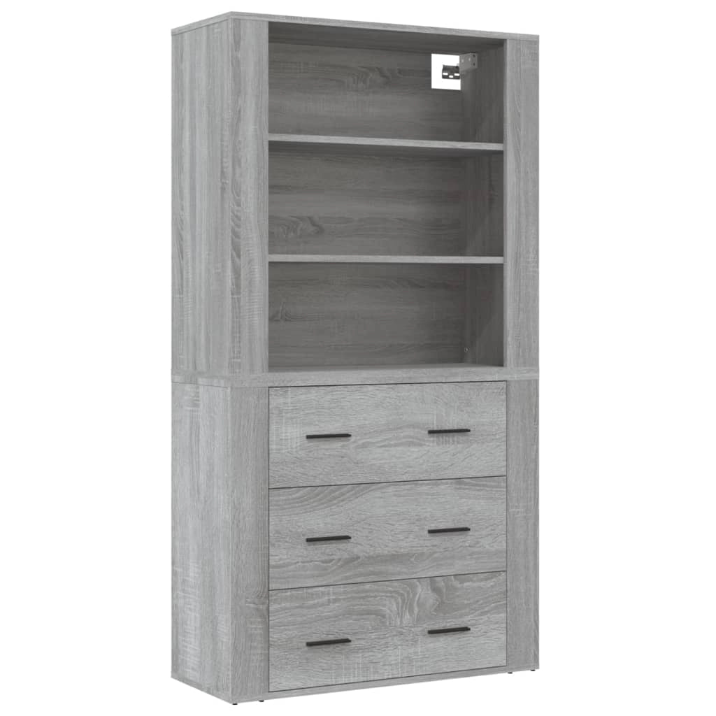 Buffet credenza cassettiera armadio mobile contenitore organizer cucina soggiorno salotto legno ingegnerizzato Sonoma alto grigio 02_0035638