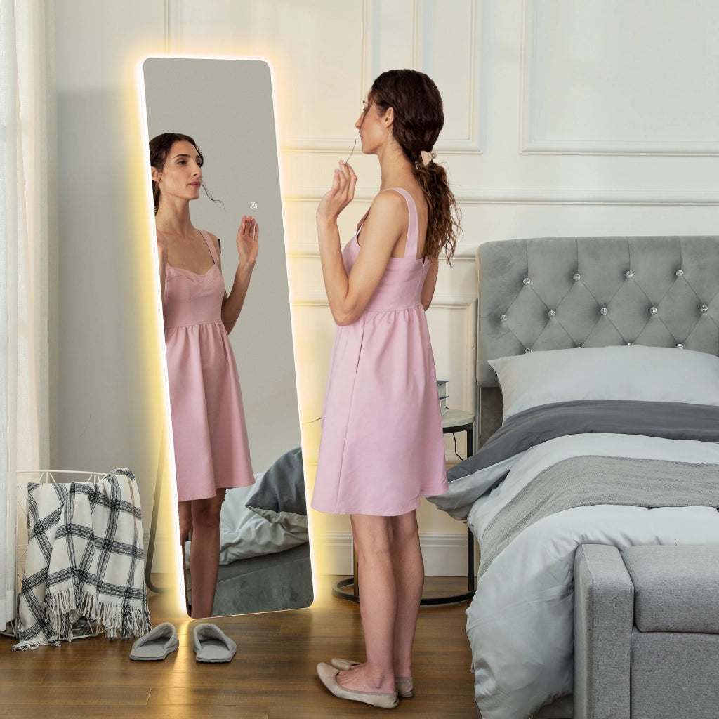 Specchio a Parete a LED ¨C Minimal ¨C Grigio 40x150 cm