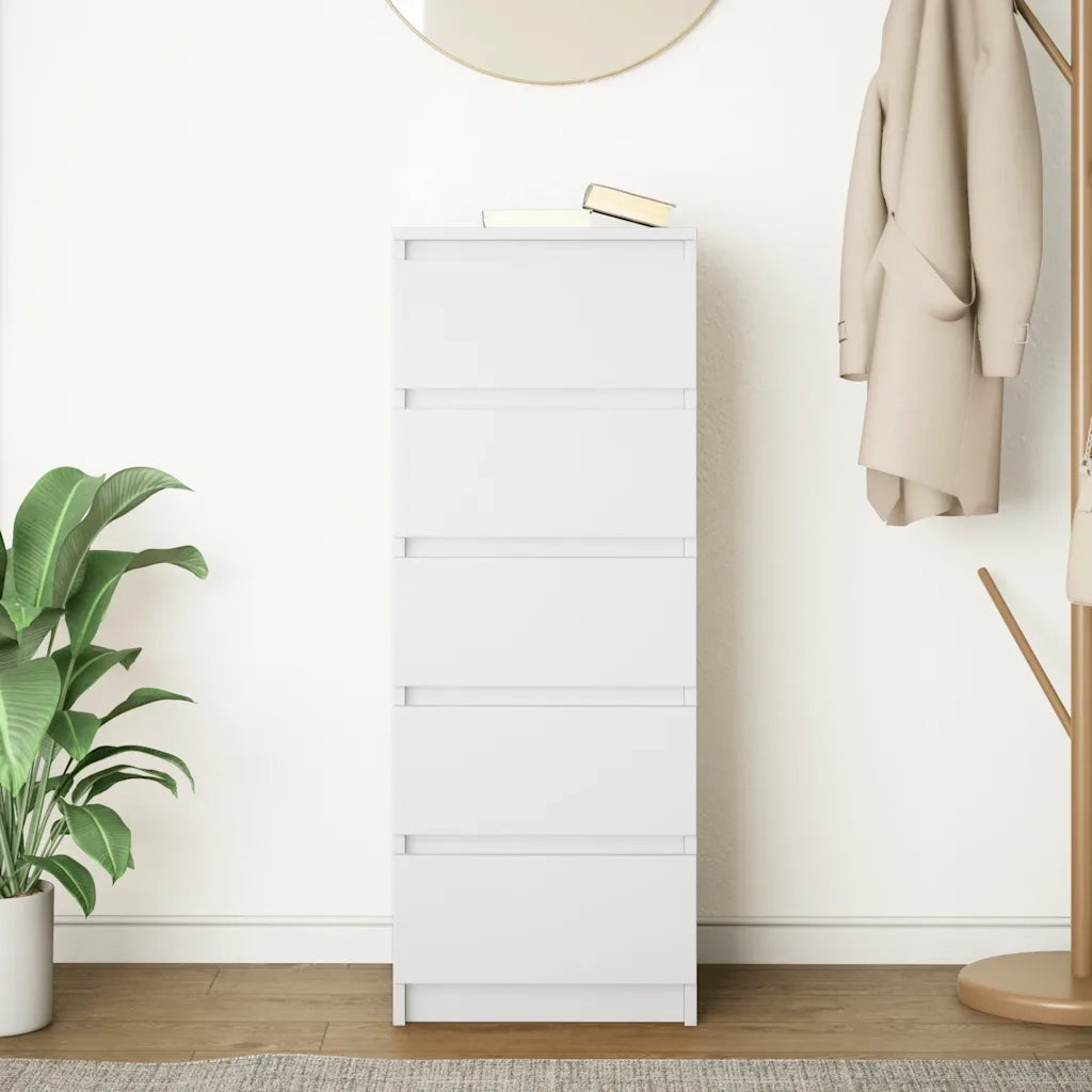 Credenza con Cassetti Bianco 37,5x35x99 cm in Legno Multistrato 861760