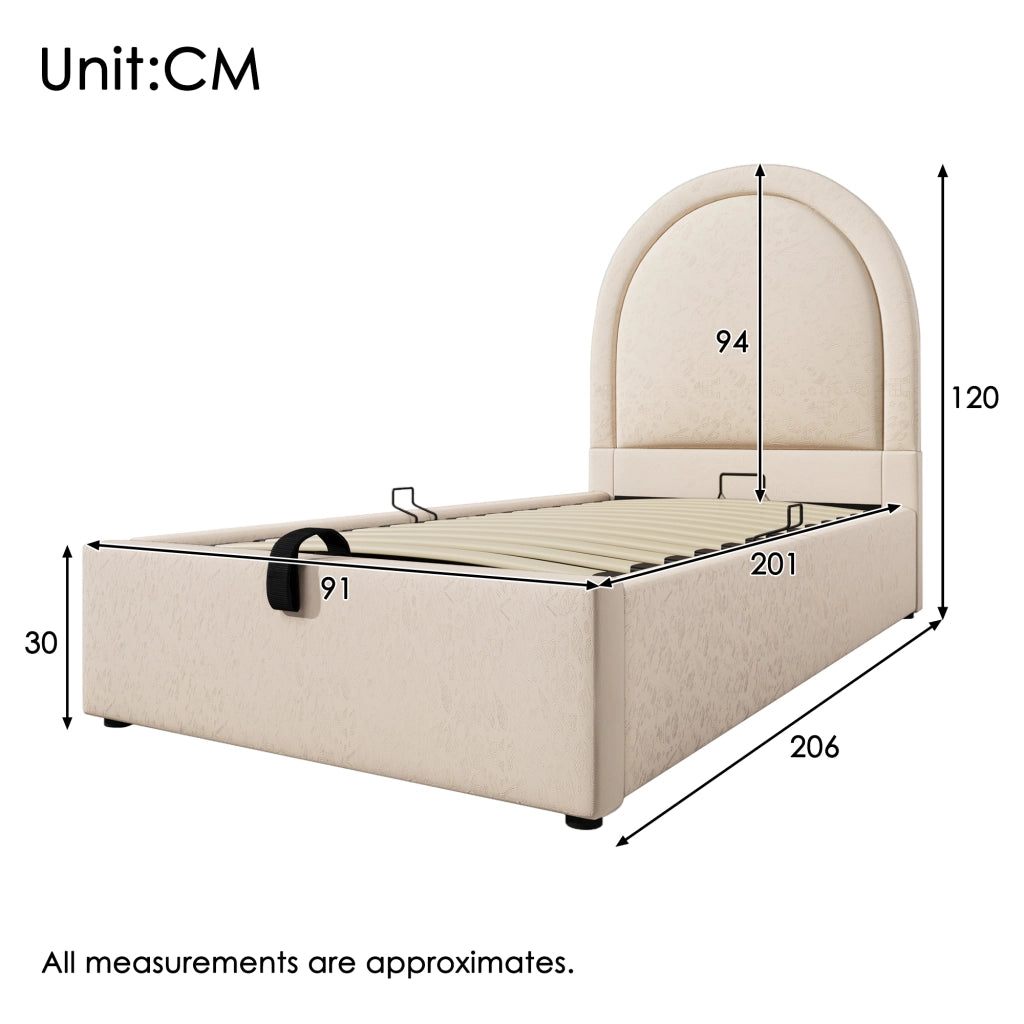 Letto bambino – 90x200 cm – motivo cosmico con materasso – PU beige