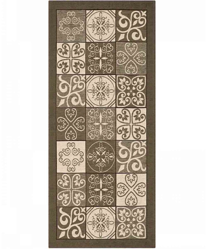 Tappeto disegno MAIOLICA FANGO decorazione piastrelle ceramica, tappetino bagno multiuso lavabile in lavatrice e anti-scivolo cm.55x80