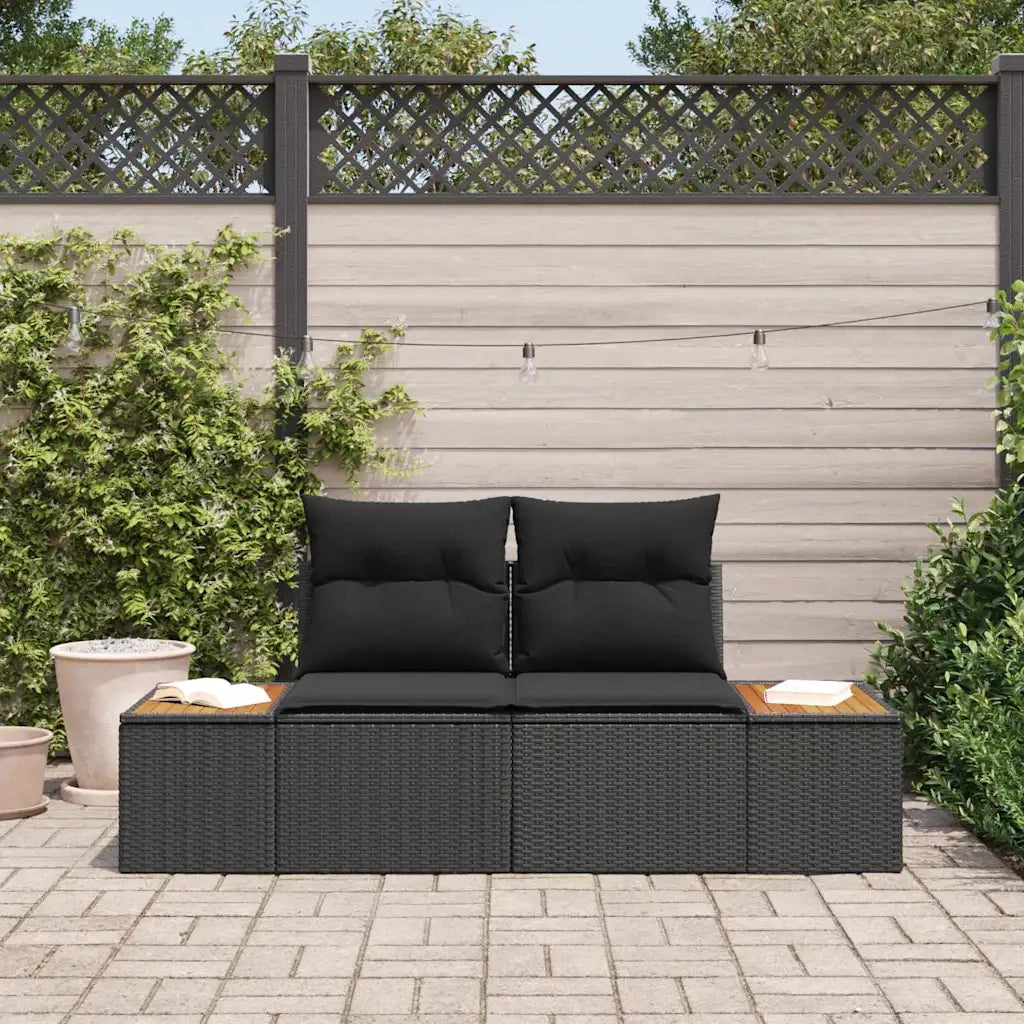 Divano da giardino Nero 184 x 62 x 85cm polyrattan 42006818
