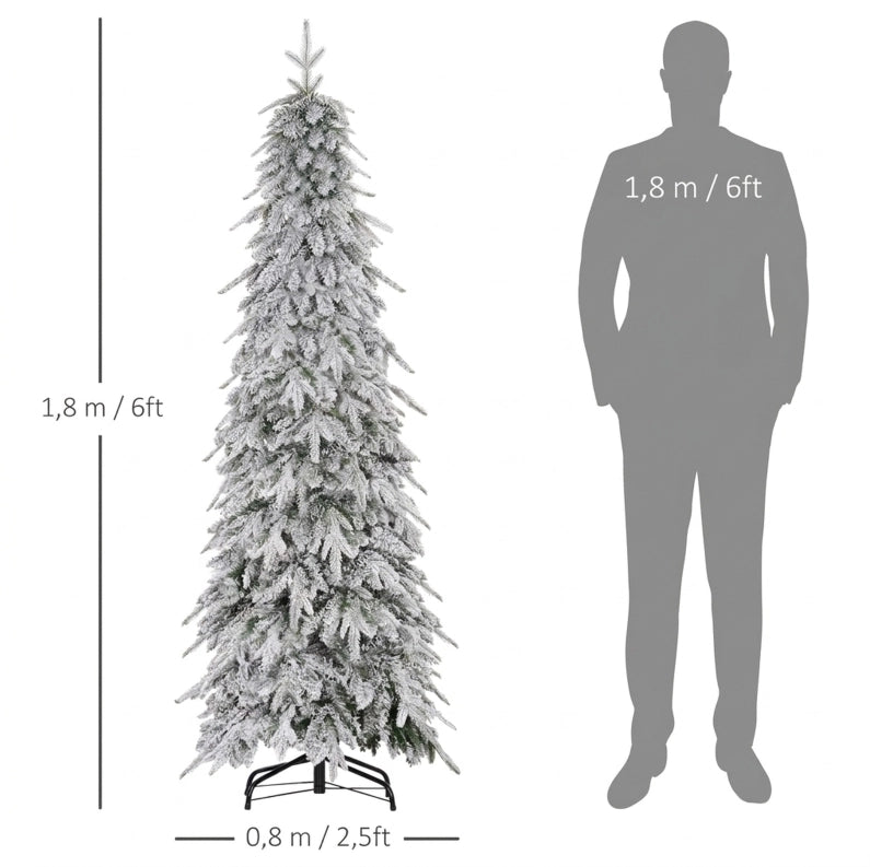 ALBERO DI NATALE Slim Ø80x180 cm Verde con 600 Rami Innevati