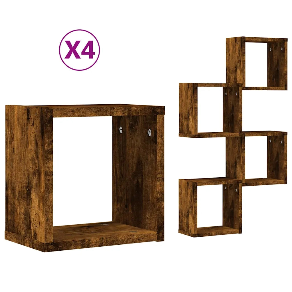 Scaffali da parete A parete 4 pz Rovere fumé 26 x 15 x 26 cm 815889
