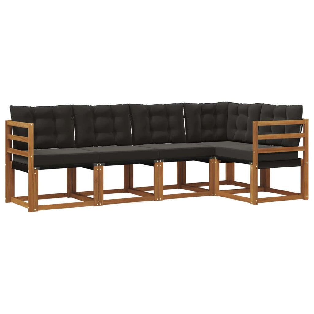 Set di divani da esterno con cuscino 5 pcs Naturale e Nero 3368655