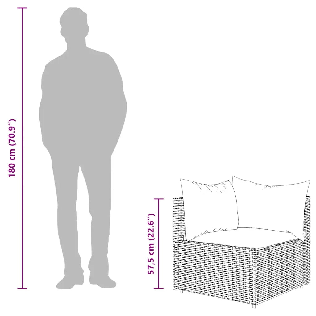 Set Divani da Giardino 3 pz con Cuscini in Polyrattan Grigio 319766