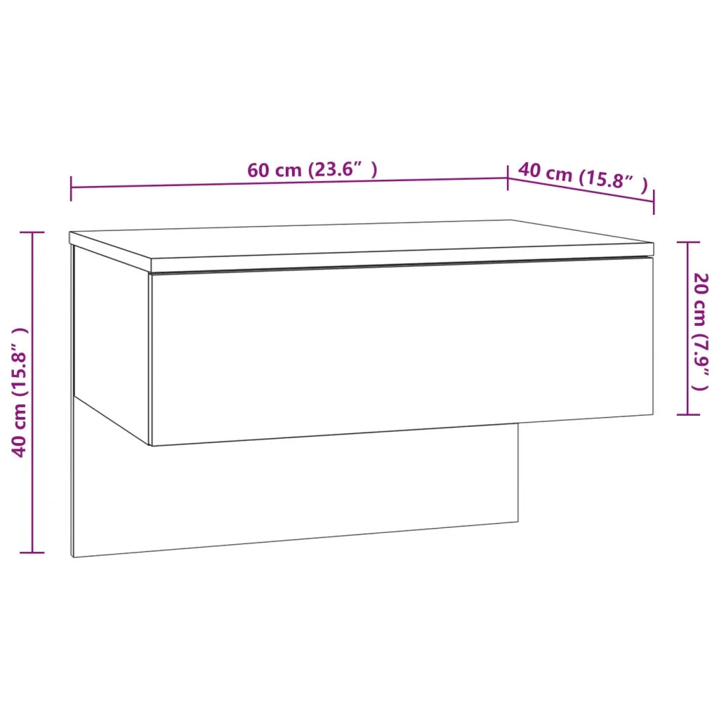 Comodino a Muro Rovere Fumo 816940
